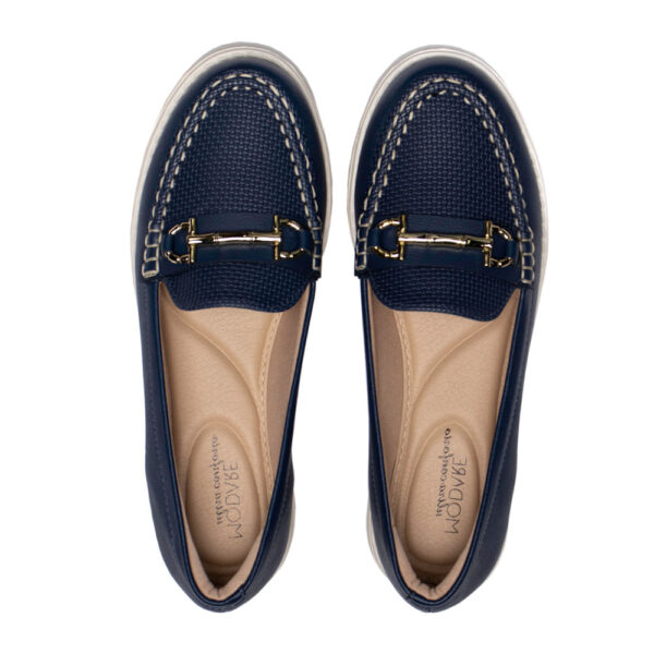 Mocassim Feminino Modare em Napa com Detalhe Dourado e Costuras Marinho - Imagem 3